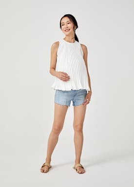 Olinda Maternity Nursing Pleated Overlay Shell Top