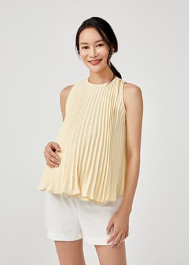 Olinda Maternity Nursing Pleated Overlay Shell Top