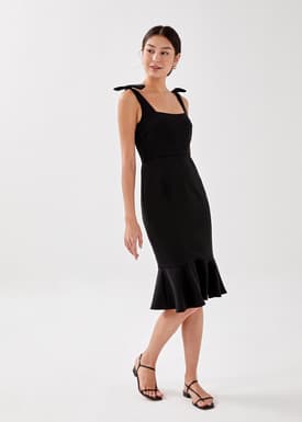 Adalee Ruffle Midi Trumpet Dress