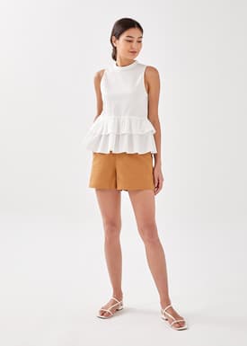Patrina High Neck Textured Peplum Top
