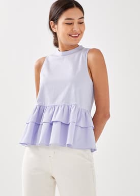 Patrina High Neck Textured Peplum Top