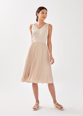 Aisla Pleated Tie Back Midi Dress
