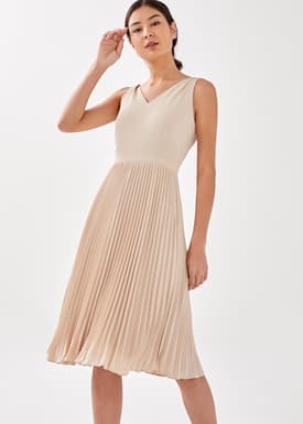 Aisla Pleated Tie Back Midi Dress