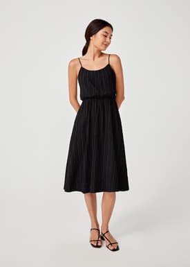 Bess Tie Back Textured Midi Dress