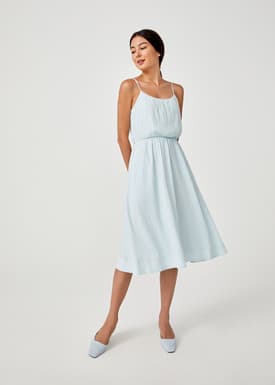 Bess Tie Back Textured Midi Dress