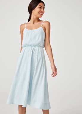 Bess Tie Back Textured Midi Dress