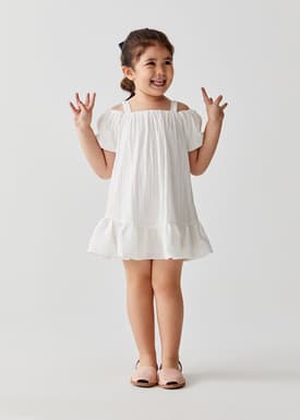 Rieka Ruffle Hem Cold Shoulder Textured Dress