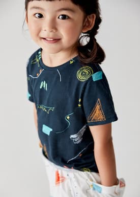 Brieana Cotton T-shirt in Sunny Scribbles