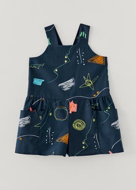 Byrdi Wide Leg Romper in Sunny Scribbles