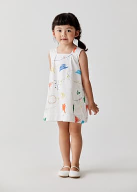 Brennie Shift Dress in Sunny Scribbles