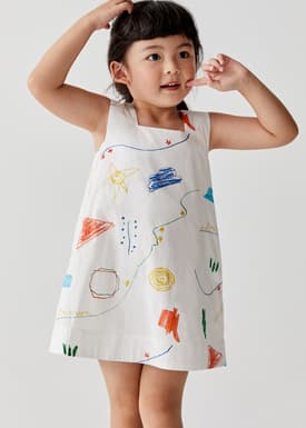 Brennie Shift Dress in Sunny Scribbles