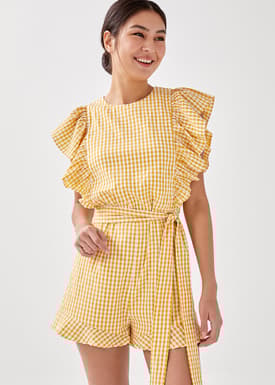 Maura Gingham Ruffle Romper
