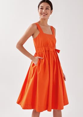 Epona Drawstring Fit & Flare Midi Dress