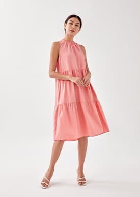 Audre Textured Trapeze Midi Dress