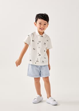 Rayven Linen Button Down Unisex Shirt in Summer Seascape