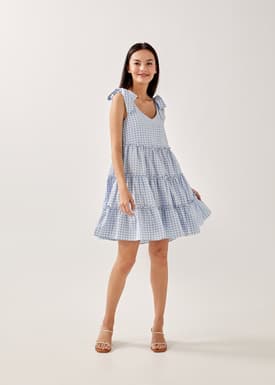Olivie Tiered Gingham Dress