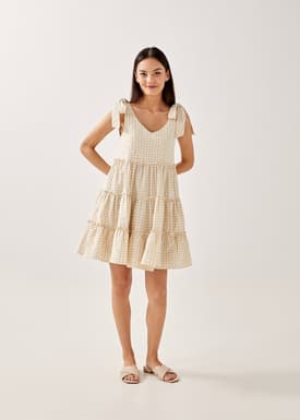 Olivie Tiered Gingham Dress