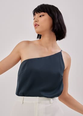 Zaine Asymmetrical Satin Top