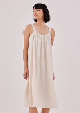 Velnice Textured Ribbon Tie Dress