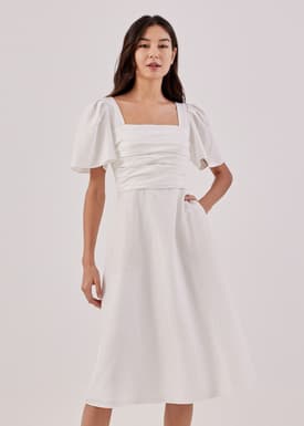 Kavena Textured Pleat Front Dress