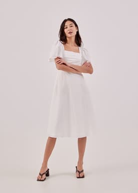 Kavena Textured Pleat Front Dress