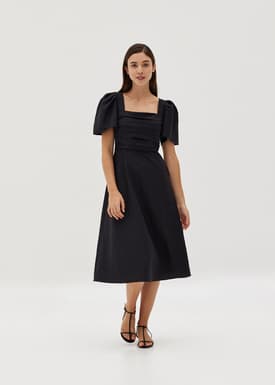 Kavena Textured Pleat Front Dress