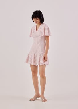 Kourtney Textured Flutter Sleeve Dress