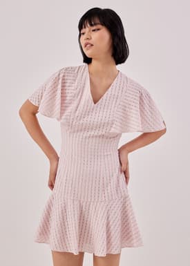 Kourtney Textured Flutter Sleeve Dress