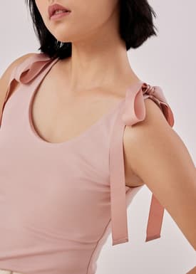 Jeanne Grosgrain Tie Shoulder Tank Top