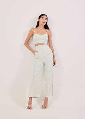 Riella Gingham Bustier Padded Crop Top