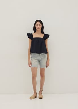 Moya Textured Ruffle Sleeve Top
