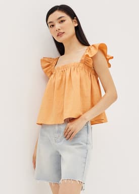 Moya Textured Ruffle Sleeve Top