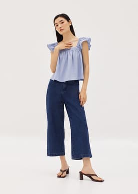 Moya Textured Ruffle Sleeve Top