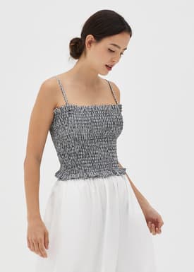 Deena Textured Smocked Frill Top