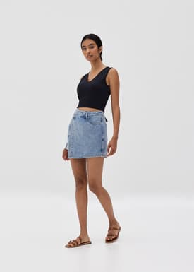 Reyleen Knit Waist Tie Crop Top