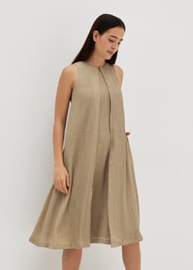 Joylynn Textured Trapeze Pleat Dress
