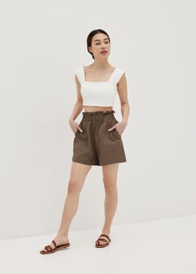 Zielle Padded Square Neck Crop Tank