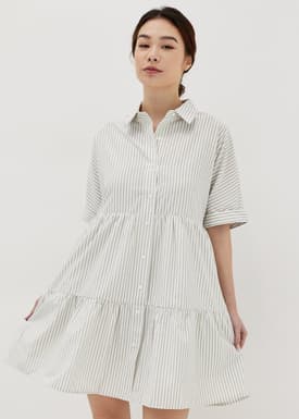 Elisia Tiered Mini Shirt Dress