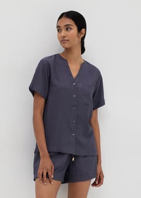 Izabela Textured Notch Neck Lounge Shirt