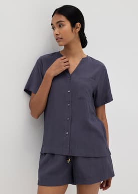Izabela Textured Notch Neck Lounge Shirt