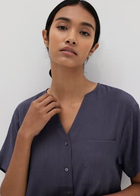 Izabela Textured Notch Neck Lounge Shirt