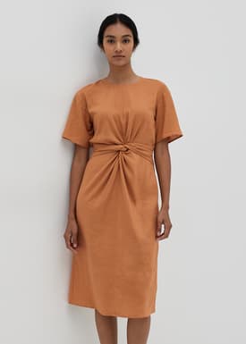 Lianna Twist Front Linen Dress