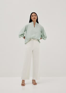 Irya Blouson Sleeve Split Neck Top