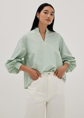 Irya Blouson Sleeve Split Neck Top