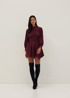Tanisha Blouson Sleeve Ruched Babydoll Dress
