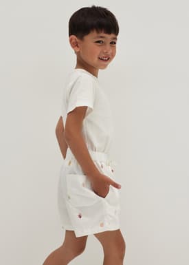 Keaira Elastic Cotton Twill Unisex Shorts in Tidal Daydream