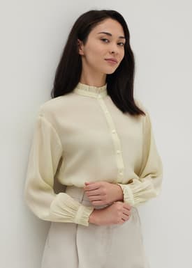 Ruffle Mandarin Collar Shirt