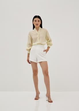 Ruffle Mandarin Collar Shirt
