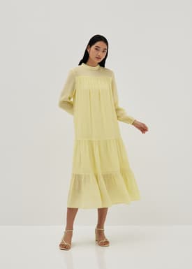 High Neck Fit & Flare Midaxi Dress