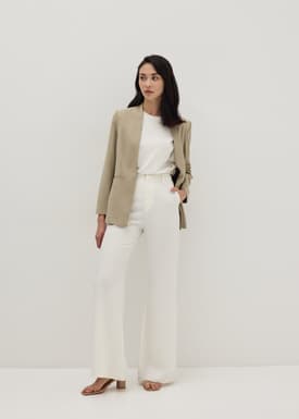 Tasmine Collarless Shoulder Padded Blazer